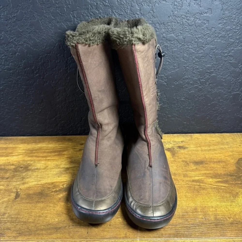 Privo by‎ Clarks 76236 Brown Leather Faux Fur Winter Boots Womens Size 9M